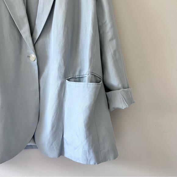 H&M | Baby Blue Linen-Blend Lightweight Blazer - Picture 4 of 6